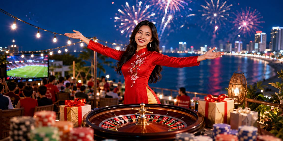 Người chơi mặc áo dài truyền thống trước bàn roulette sang trọng tại Nha Trang